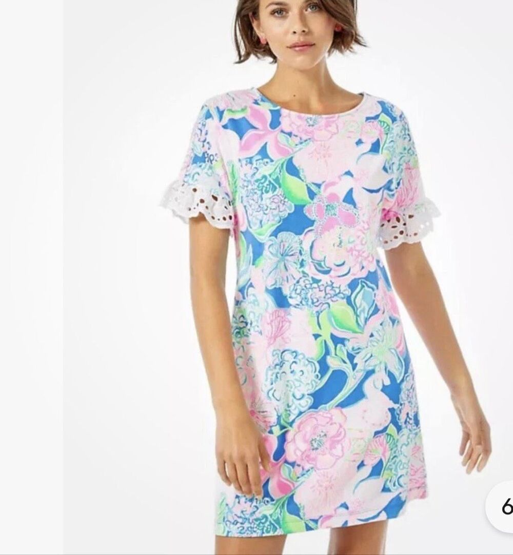 Lilly Pulitzer Helina cotton T-Shirt Dress Peony For Your Thoughts Size S